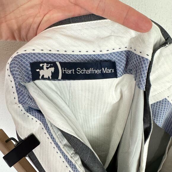 Hart Schaffner Marx 35x33 Gray Plaid 100% Wool Cuffed Slacks Dress Pants - Picture 9 of 10